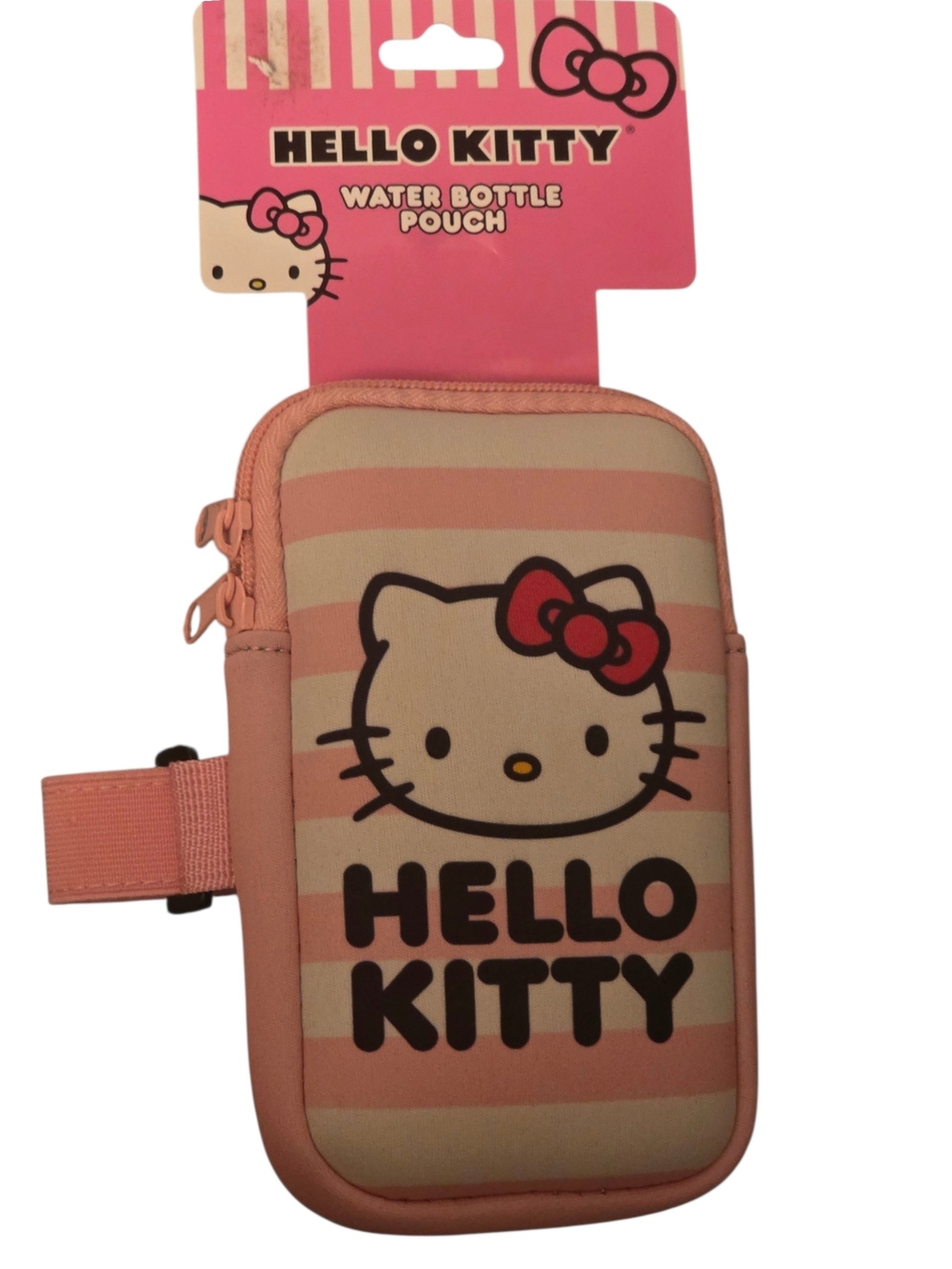 Hello Kitty Pink Striped Water Bottle Pouch
